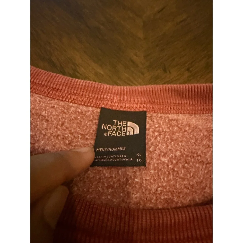 The North Face Mens XL Red Crewneck Sweatshirt Fleece Pullover Logo Faded Clay